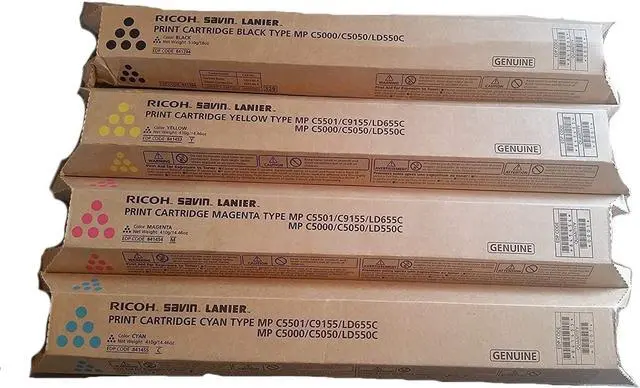 Main image of Genuine Ricoh MP C5000 C5050 LD550C Toner Bundle Set BCYM 841284, 841453, 841454, 841455