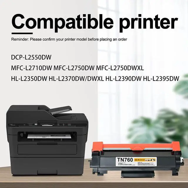 Alt view image 2 of 7 - TN760 High Yield Toner Cartridge TN-760 Replacement for Brother TN-760 TN760 HL-L2350DW HL-L2395DW HL-L2390DW HL-L2370DW MFC-L2750DW MFC-L2710DW DCP-L2550DW Printer Toner (1 Pack)
