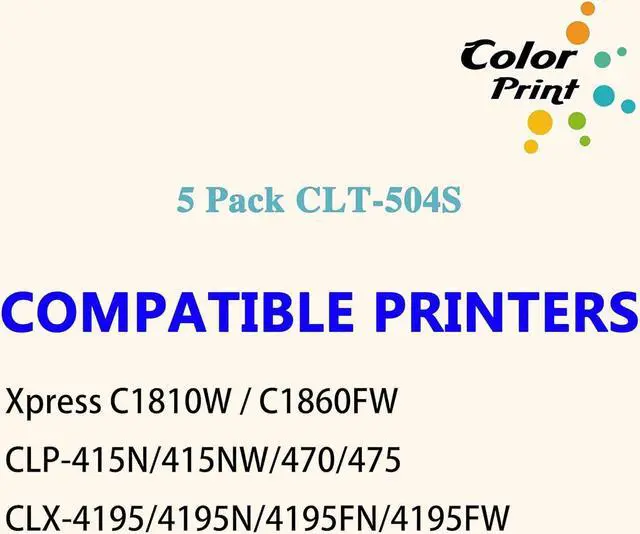 Alt view image 3 of 7 - ColorPrint Compatible Toner Cartridge Replacement for Samsung 504S CLT504S CLT-504S CLTK504S CLTM504S CLTC504S CLTY504S for CLP-415NW CLP-475 CLP-4195FW Xpress C1810W C1860FW Printer (2BCMY, 5-Pack)