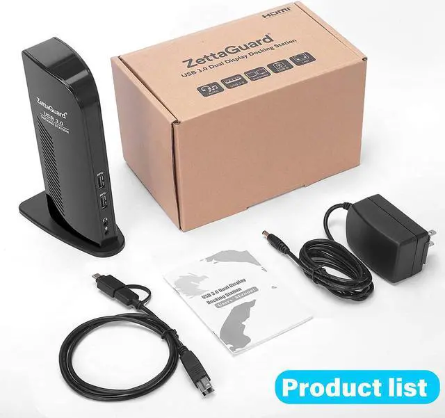 Alt view image 7 of 7 - USB 3.0 and USB-C Universal Laptop Docking Station for Windows and Mac (Dual 4K Video HDMI, Gigabit Ethernet, 6 USB 3.0 Ports, 3.5 mm Audio)