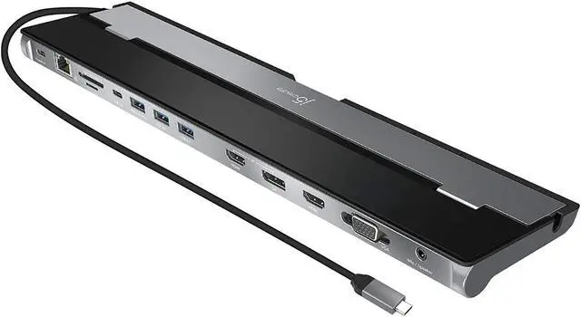 Main image of j5create USB C Docking Station- Supports up to 3 Display Simultaneously | HDMI, DisplayPort, VGA, 100W PD Fast Charging, Gigabit Ethernet | Comes with Type C Cable Compartment (JCD543)