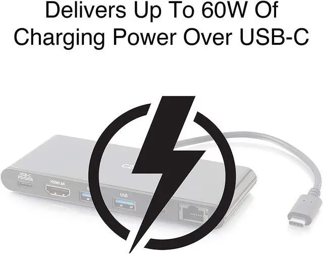 Alt view image 3 of 7 - USB-C® 6-in-1 Mini Docking Station with HDMI®, Ethernet, USB and Power Delivery up to 60W - 4K 30Hz