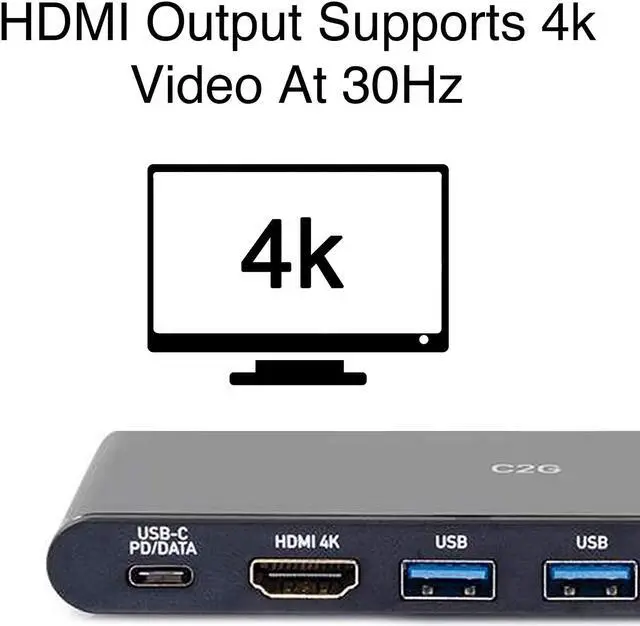 Alt view image 5 of 7 - USB-C® 6-in-1 Mini Docking Station with HDMI®, Ethernet, USB and Power Delivery up to 60W - 4K 30Hz