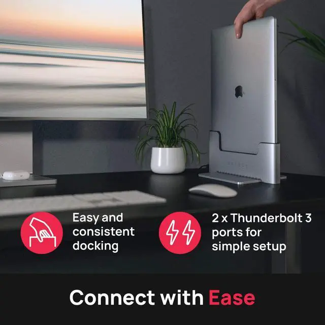 Alt view image 3 of 5 - Brydge Space-Saving Laptop Stand | Vertical Docking Station Compatible with 13-inch MacBook Pro with Touch Bar (2016-2021), 2 x Thunderbolt 3 Ports