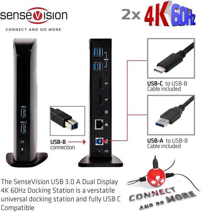 Alt view image 3 of 6 - CLUB 3D USB 3.0 Dual DisplayPort 4K Monitor Universal Laptop Docking Station for Windows (Dual 4K DisplayPort, Gigabit Ethernet, Audio, 6 USB Ports)