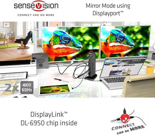 Alt view image 4 of 6 - CLUB 3D USB 3.0 Dual DisplayPort 4K Monitor Universal Laptop Docking Station for Windows (Dual 4K DisplayPort, Gigabit Ethernet, Audio, 6 USB Ports)