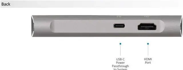 Alt view image 6 of 6 - VisionTek VT300 USB-C Portable Dock - 4K HDMI 60Hz, 2X USB 3.1, 1x USB-C PD, Ethernet, SD Card Reader (901355)