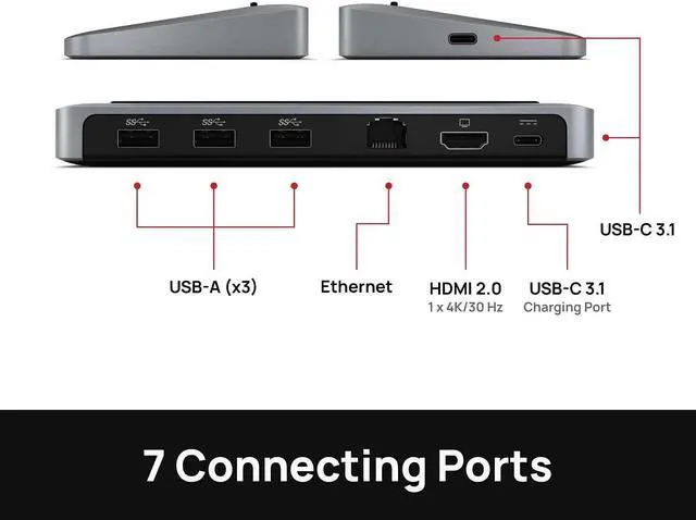 Alt view image 3 of 6 - Brydge Stone II USB-C Universal Docking Station Compatible with MacOS & Windows, Single 4K Display, HDMI Out, USB-C Speeds, 7 Ports