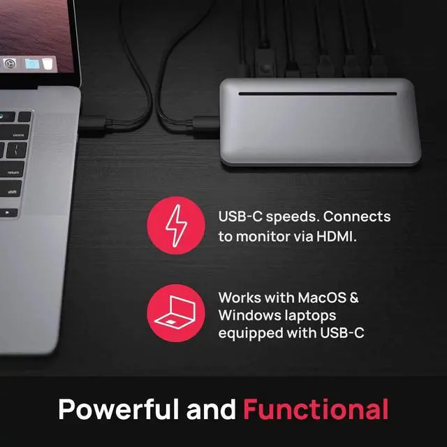 Alt view image 4 of 6 - Brydge Stone II USB-C Universal Docking Station Compatible with MacOS & Windows, Single 4K Display, HDMI Out, USB-C Speeds, 7 Ports