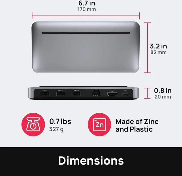 Alt view image 5 of 6 - Brydge Stone II USB-C Universal Docking Station Compatible with MacOS & Windows, Single 4K Display, HDMI Out, USB-C Speeds, 7 Ports