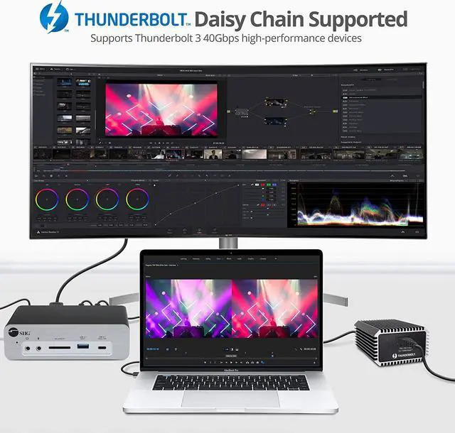 Alt view image 7 of 7 - SIIG 8K Thunderbolt 3 Laptop Docking Station, Dual M.2 NVMe Slot, 96W PD Charging, DisplayPort 1.4 SD Card Reader, 2X USB 10G Ports, 2X USB 5G Ports, Gigabit Ethernet, TAA Compliant (JU-DK0K11-S1)