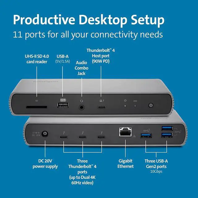 Alt view image 14 of 16 - Kensington SD5750T 90 Watt Dock for Microsoft Surface Laptop Studio Pro 8