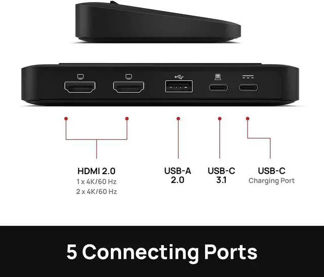 Alt view image 3 of 6 - Brydge Stone Lite USB-C Windows Docking Station | Dual 4K Displays. HDMI Out. USB-C Speeds. 5 Ports | (Black)