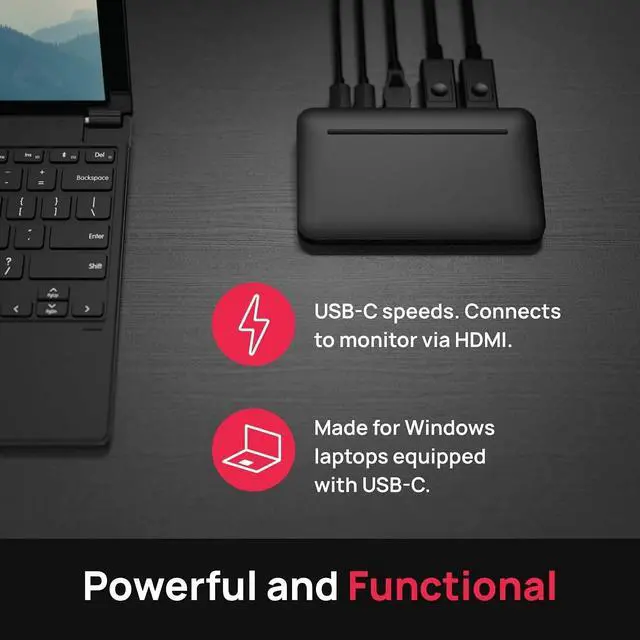 Alt view image 4 of 6 - Brydge Stone Lite USB-C Windows Docking Station | Dual 4K Displays. HDMI Out. USB-C Speeds. 5 Ports | (Black)