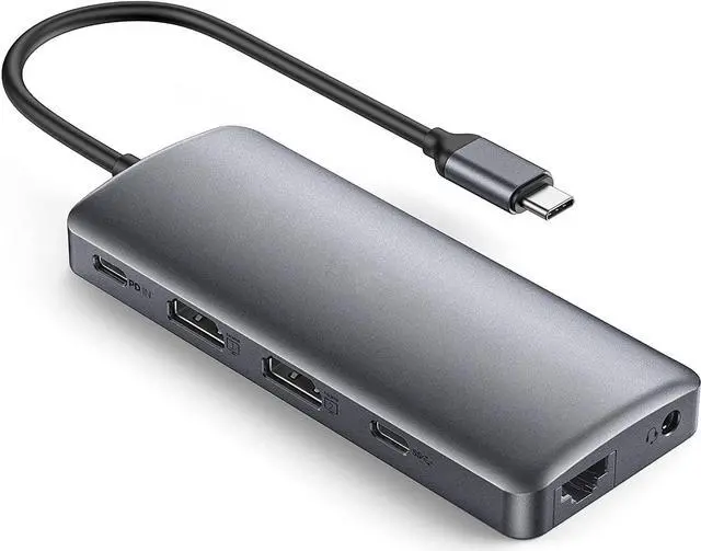 Main image of USB C Hub, 11-in-1 Docking Station with Dual 4K HDMI,Ultra-Slim, 4 USB Ports, 100W PD Charging, SD/TF Cards Reader, for MacBook/Pro/Air/Chromebook/iPad Pro/ Type-C Laptops