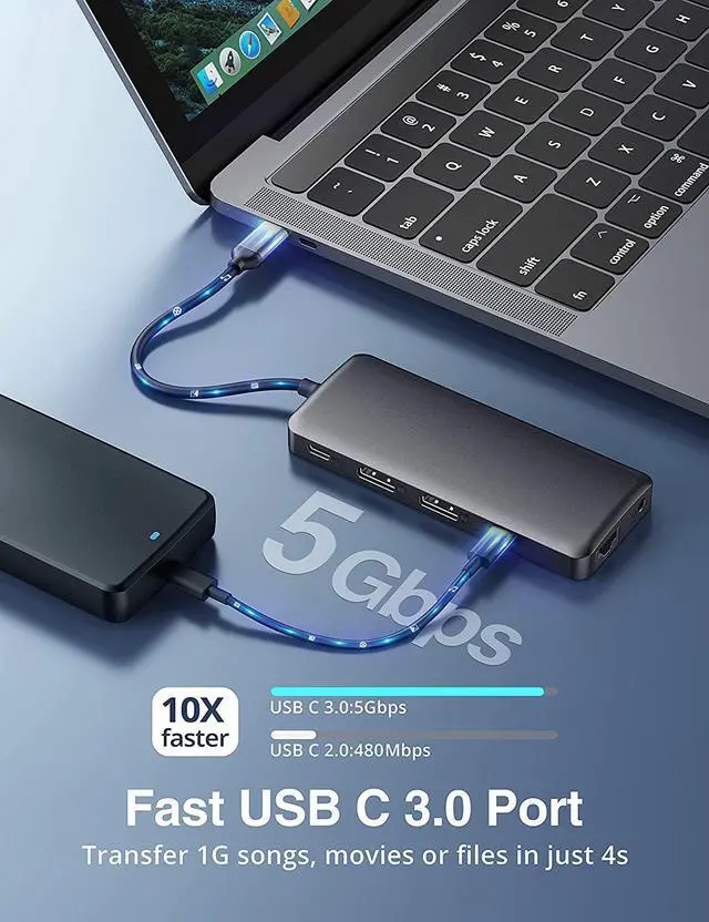 Alt view image 6 of 7 - USB C Hub, 11-in-1 Docking Station with Dual 4K HDMI,Ultra-Slim, 4 USB Ports, 100W PD Charging, SD/TF Cards Reader, for MacBook/Pro/Air/Chromebook/iPad Pro/ Type-C Laptops