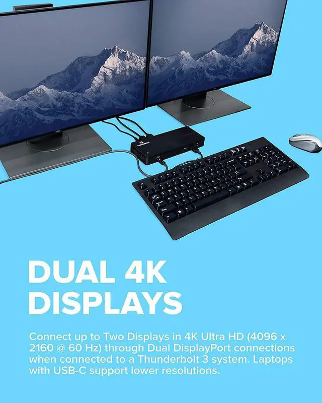 Alt view image 4 of 7 - VisionTek VT4800 Thunderbolt 3/ USB-C Docking Station - 60W of Power, 2X DisplayPort, 4X USB-A, 1x USB-C, Audio, Ethernet for Windows/MacOS