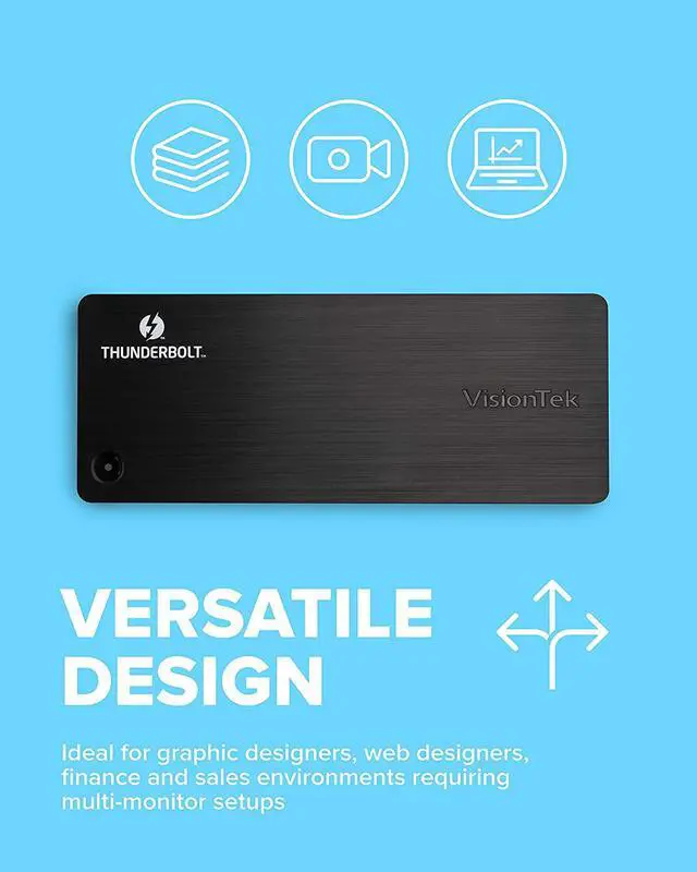 Alt view image 6 of 7 - VisionTek VT4800 Thunderbolt 3/ USB-C Docking Station - 60W of Power, 2X DisplayPort, 4X USB-A, 1x USB-C, Audio, Ethernet for Windows/MacOS
