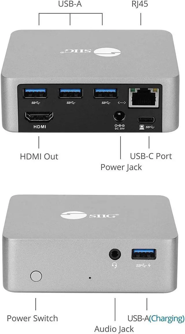 Alt view image 4 of 7 - SIIG USB-C Mini Docking Station with HDMI 4K@30Hz, Gigabit Ethernet, 4X USB 3.0 Ports, Power Delivery - 85W Laptop Charging Type-C Dock (Thunderbolt 3 Compatible for Macbooks/Windows/Chromebooks)