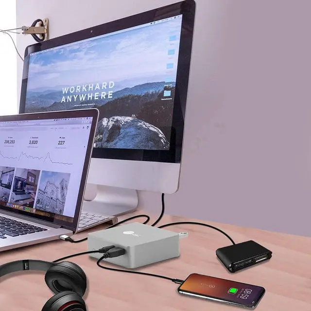 Alt view image 6 of 7 - SIIG USB-C Mini Docking Station with HDMI 4K@30Hz, Gigabit Ethernet, 4X USB 3.0 Ports, Power Delivery - 85W Laptop Charging Type-C Dock (Thunderbolt 3 Compatible for Macbooks/Windows/Chromebooks)