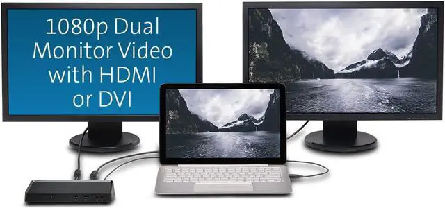Alt view image 2 of 7 - Kensington Universal USB3.0 Mountable Dual Display Docking Station for Windows, Mac, and Surface (Dual Video HDMI & DVI / VGA, 6 USB Ports, Gigabit Ethernet, Audio)