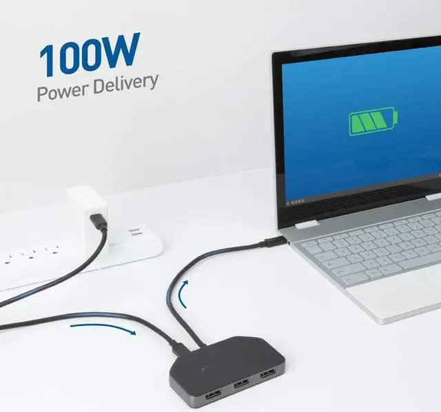 Alt view image 6 of 7 - Cable Matters Triple Monitor USB C Hub with 3X DisplayPort and 100W Charging - Support up to 8K and 4K 120Hz HDR - Thunderbolt 4, USB4 Compatible for Surface Pro, XPS (Windows Only)