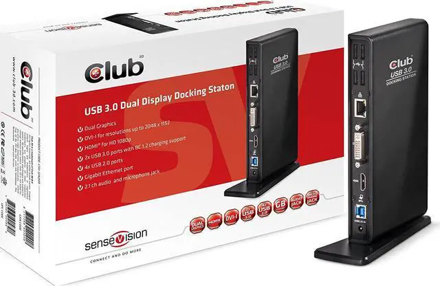 Main image of Club3D USB 3.0 Dual Display Docking Station DVI/HDMI (CSV-3242HD)