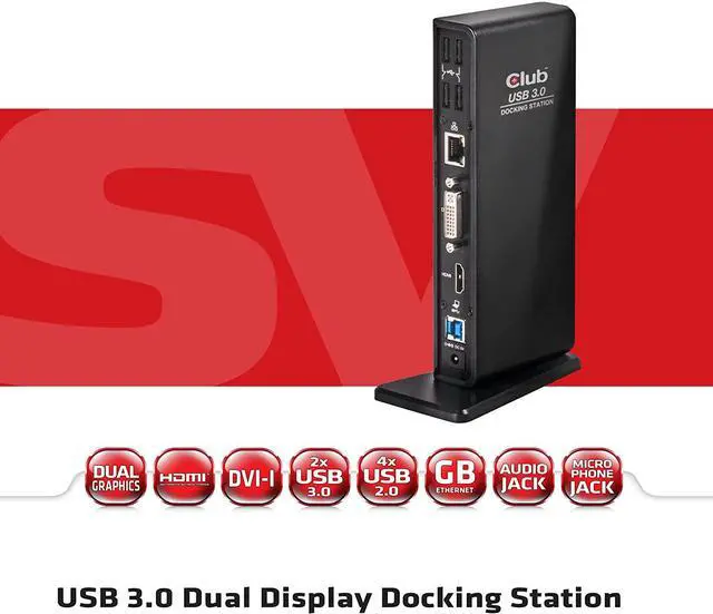 Alt view image 2 of 6 - Club3D USB 3.0 Dual Display Docking Station DVI/HDMI (CSV-3242HD)