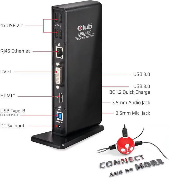 Alt view image 3 of 6 - Club3D USB 3.0 Dual Display Docking Station DVI/HDMI (CSV-3242HD)