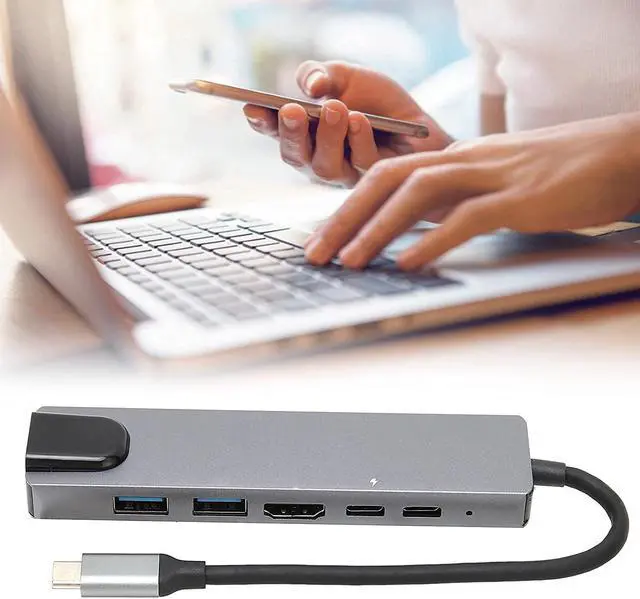 Alt view image 6 of 7 - 6 in 1 Docking USB Hub, Stable Performance Plug and Play Docking Hub Multimedia Interface for Mobile Hard Disk for Mouse for U Disk for Keyboard