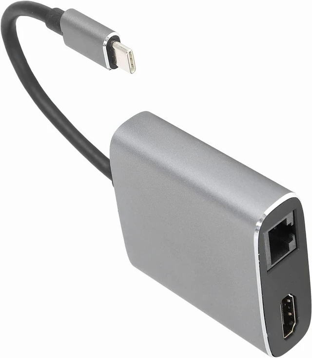 Alt view image 3 of 7 - 3 in 1 Type C to HD Multimedia Interface Docking Station, USB C Hub A with 4K HD Multimedia Interface and RJ45 Ethernet Port, Metal ABS truction for Laptop T Phone