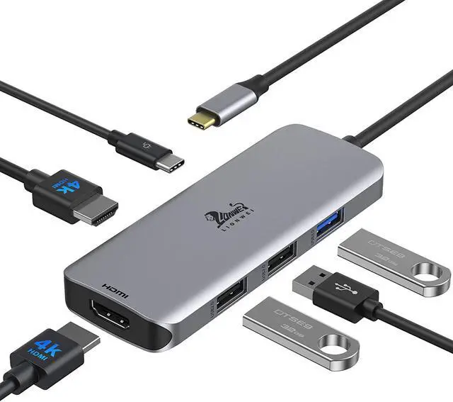 Main image of USB C Hub Dual HDMI USB C to Dual Monitors Adapter to Dual 4K HDMI 3 USB PD Charging Port USB C Docking Station Dual Monitor for Dell XPS 13/15 Lenovo Yoga HP x360 /Elitebook etc