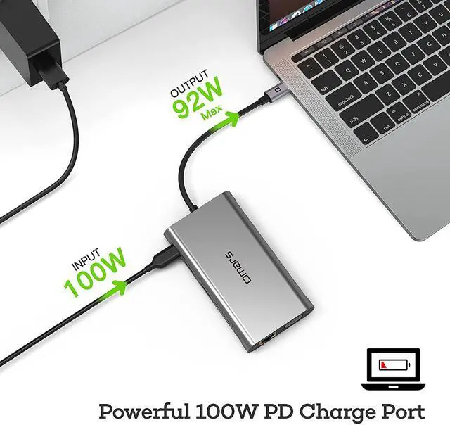 Alt view image 7 of 7 - USB C Docking Station for Laptop USB C Hub Triple Display Monitors Adapter Replicator w/4K Dual HDMI, 1080P VGA, 4 USB3.0/2.0, TF/SD 2.0 100W PD, Ethernet for MacBook, HP, Dell, Lenovo, Surface