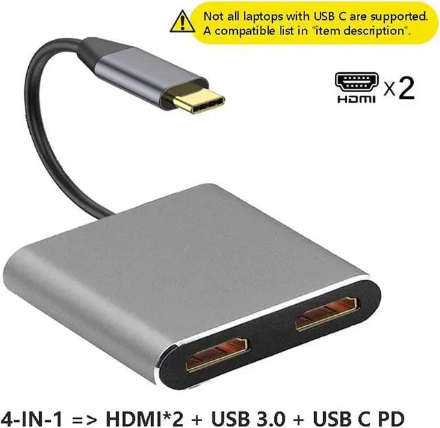 Alt view image 3 of 6 - USB Type C Laptop Docking Station Dual Dual Screen Display USB 3.0 Hub Adapter Dock