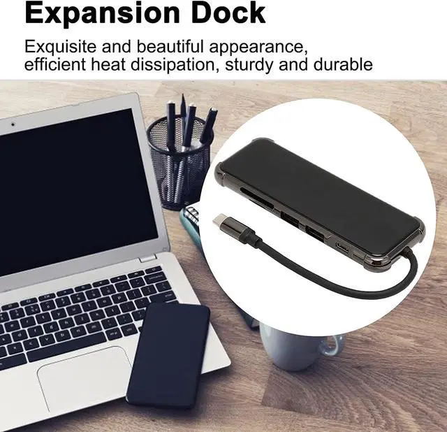 Alt view image 3 of 7 - 6 in 1 Multifunctional Expansion Dock, Portable Docking Station with 4K, USB3.0, USB2.0, PD Charging for Type C Computers, Laptops, Tablets Efficient Heat Dissipation,
