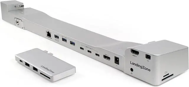 Main image of LandingZone 2-Item Bundle: Docking Station and USB Type-C Hub for The 15-inch MacBook Pro with Touch Bar Models A1707 & A1990 Released 2016 to 2018 (15-inch Silver Docking Station, Silver Hub)