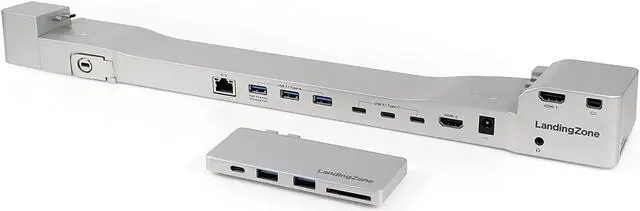 Alt view image 2 of 5 - LandingZone 2-Item Bundle: Docking Station and USB Type-C Hub for The 15-inch MacBook Pro with Touch Bar Models A1707 & A1990 Released 2016 to 2018 (15-inch Silver Docking Station, Silver Hub)