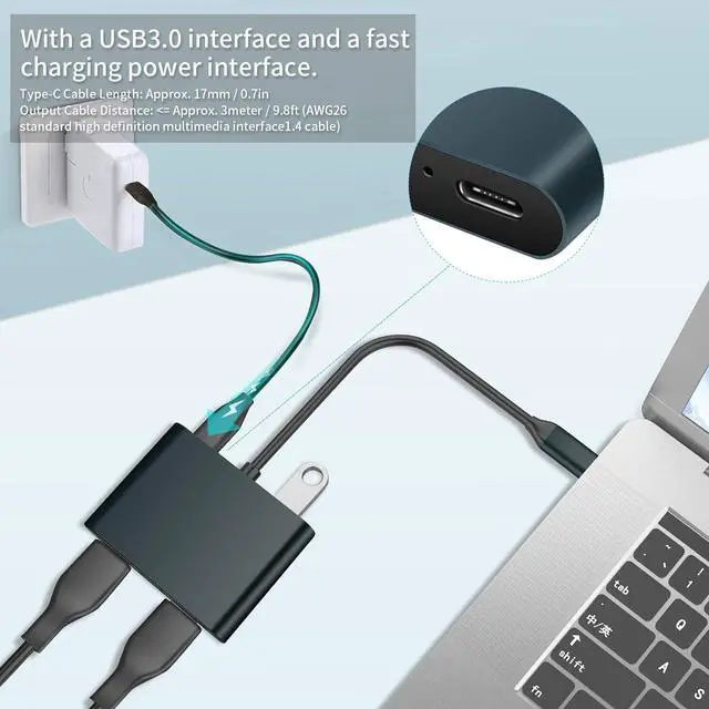 Alt view image 6 of 7 - 4 In 1 Hub ,TYPEC Docking Station ,Expansion Converter ,Portable Network Adapter ,4K