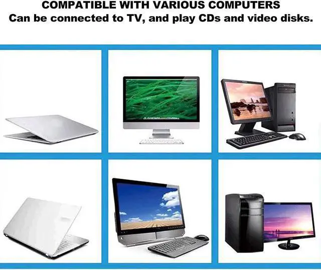 Alt view image 3 of 7 - Fesjoy External DVD Drive, External DVD Drive External ODD & HDD Device USB 3.0 Portable CD/DVD/VCD Drive/DVD Player for Laptop Desktop PC CD ROM for Windows, Linux, Apple, Mac OS Black