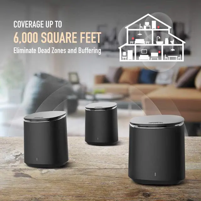 Alt view image 3 of 6 - WiFi Router for Wireless Internet & Mesh Wi-Fi System up to 6,000 Sq. Ft. Wi-Fi Mesh Network System - M2 Swarm App/Website Control Can Add More M2 Routers 3 Pack