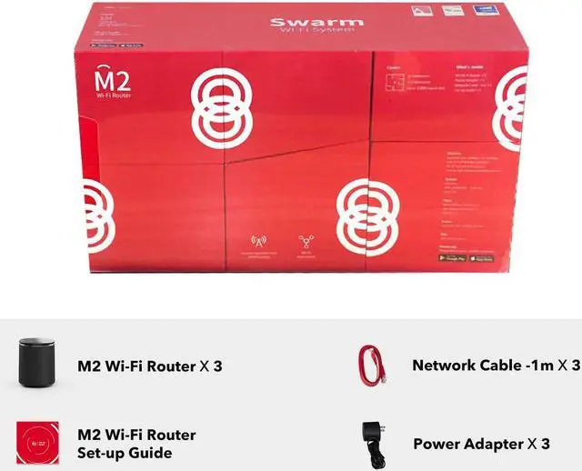 Alt view image 5 of 6 - WiFi Router for Wireless Internet & Mesh Wi-Fi System up to 6,000 Sq. Ft. Wi-Fi Mesh Network System - M2 Swarm App/Website Control Can Add More M2 Routers 3 Pack