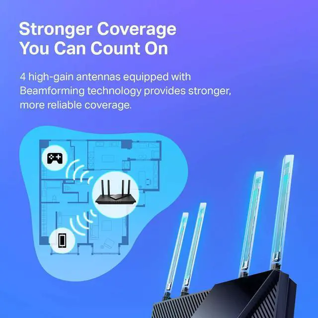 Alt view image 4 of 6 - WorldwideSupermarket WiFi 6 Router AX1800 Smart WiFi Router (Archer AX21)  Dual Band Gigabit Router, Works with Alexa - A Certified for Humans Device