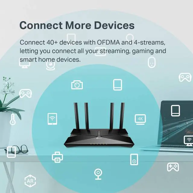Alt view image 15 of 20 - ARCHER AX3000 Dual Band Gigabit Wi-Fi 6 Router 5 Ports Dual-Band 2.4 GHz/5 GHz ARCHERAX3000