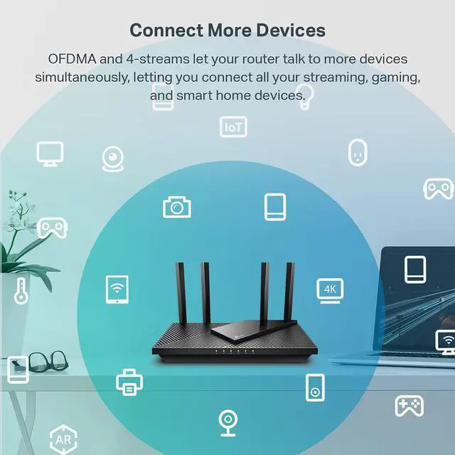 Alt view image 3 of 6 - Xiaogan WiFi 6 AX3000 Smart WiFi Router  802.11ax Wireless Router, Gigabit Internet Router, Dual Band, OFDMA, MU-MIMO, OneMesh Compatible (Archer AX55)