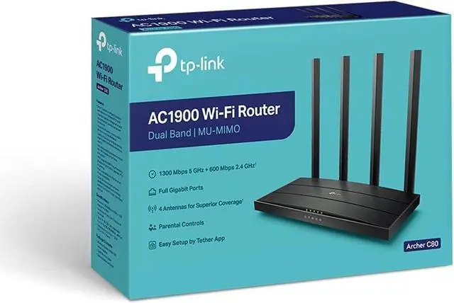 Alt view image 7 of 7 - TP-Link Archer C80 AC1900 MU MIMO Wireless WiFi Router Dual Band TPLink Black