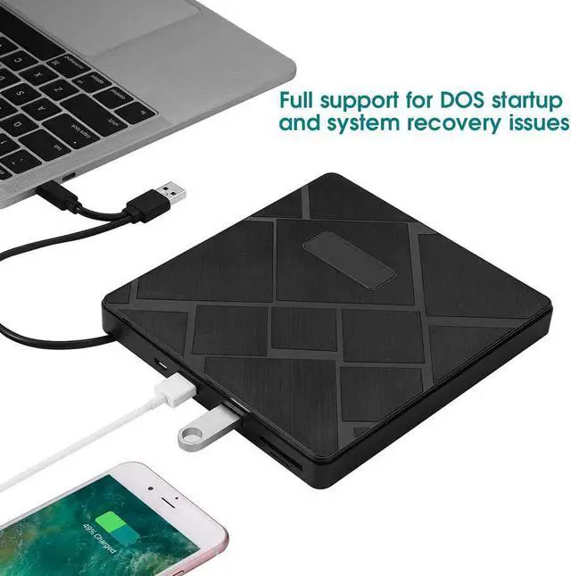 Alt view image 7 of 7 - Optical Drive, Optical DVD, CD/DVD/VCD Burning Drive High Speed External Drives, Universal External Bluray Optical Disc Drive, Multifunctional External CD and DVD Drives
