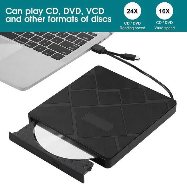 Alt view image 6 of 7 - Optical Drive, Optical DVD, CD/DVD/VCD Burning Drive High Speed External Drives, Universal External Bluray Optical Disc Drive, Multifunctional External CD and DVD Drives