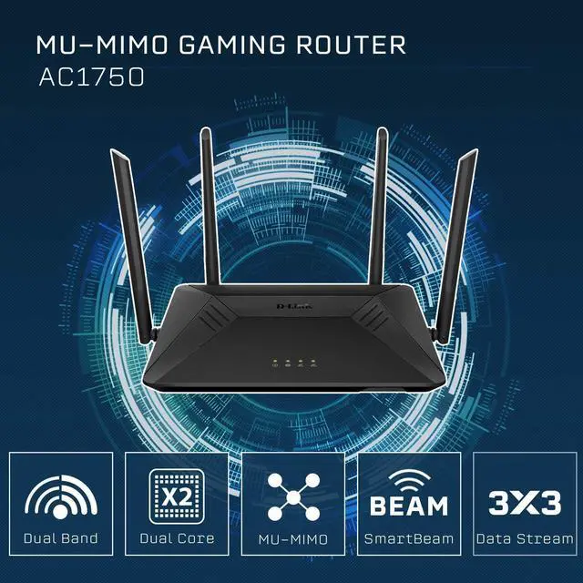 Alt view image 2 of 7 - D-Link WiFi Router, AC1750 Wireless Internet for Home Gigabit Streaming & Gaming Smart Dual Band MU-MIMO Parental Controls QoS (DIR-867-US), Black