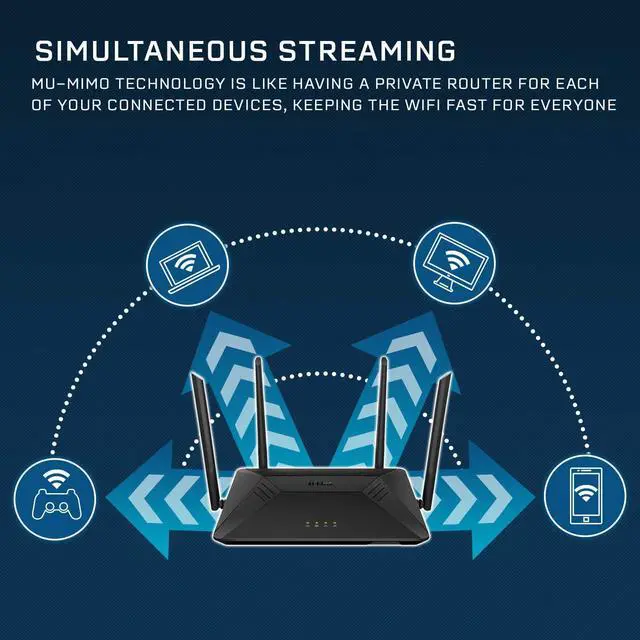 Alt view image 4 of 7 - D-Link WiFi Router, AC1750 Wireless Internet for Home Gigabit Streaming & Gaming Smart Dual Band MU-MIMO Parental Controls QoS (DIR-867-US), Black