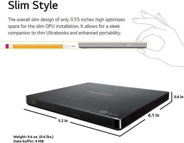 Alt view image 3 of 7 - BP60NB10 Portable 6X Ultra HD 4K Blu-ray Burner External Drive with CyberLink Software, 100GB M-DISC BDXL, and USB Cable - Burns CD DVD BD DL BDXL Discs